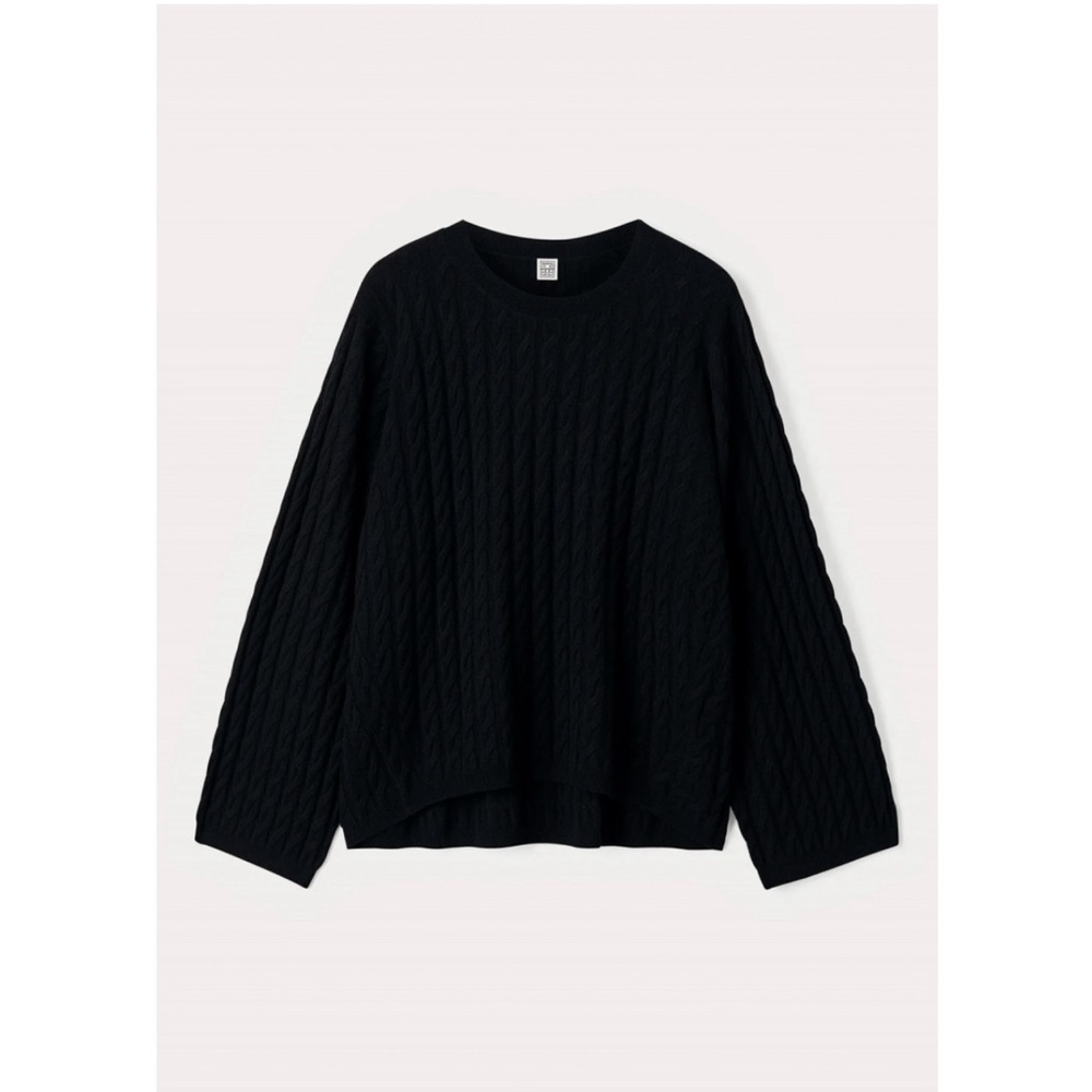 Toteme black cable knit cashmere oversized sweater